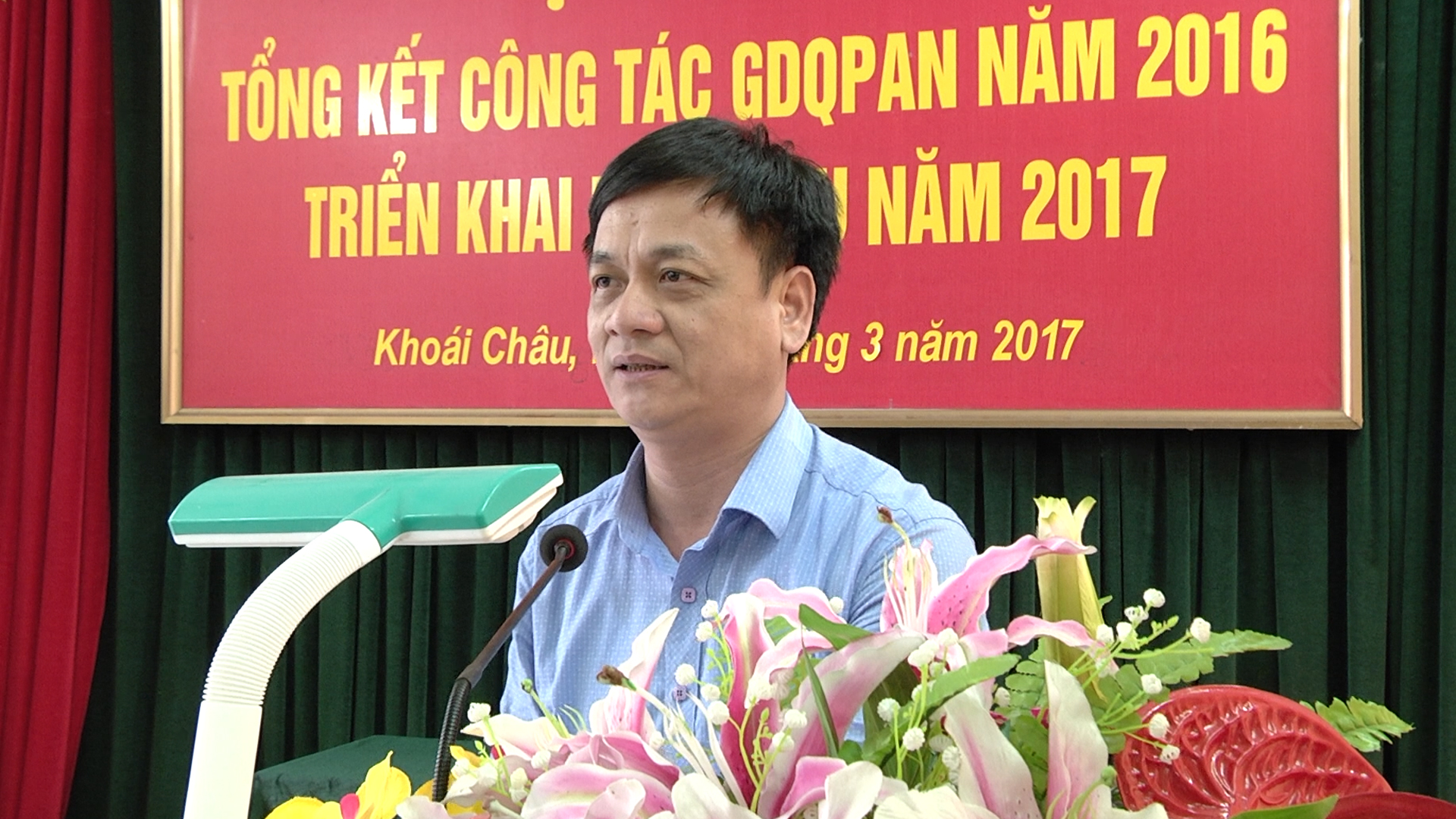 Đồng chí Lê Hải Nam - Phó Chủ tịch UBND huyện, Chủ tịch hội đồng GDQPAN huyện