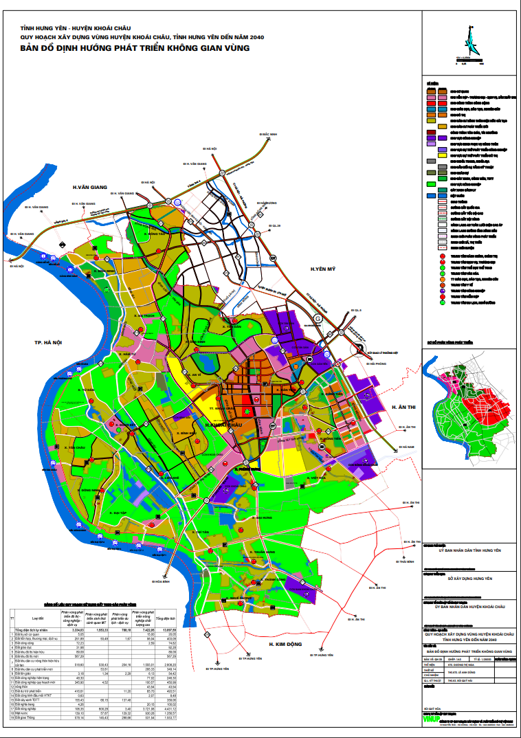 Bản đồ quy hoạch xây dựng vùng huyện Khoái Châu đến năm 2040