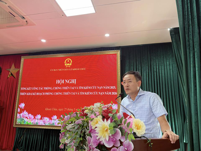 XÃ KHOÁI CHÂU TỔNG KẾT CÔNG TÁC PHÒNG CHỐNG THIÊN TAI VÀ TÌM KIẾM CỨU NẠN NĂM 2025, TRIỂN KHAI PHƯƠNG HƯỚNG NHIỆM VỤ NĂM 2026