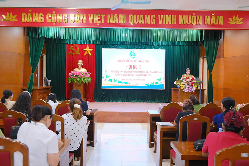 Hội LHPN xã Khoái Châu tổ chức Hội nghị sơ kết công tác Hội và phong trào phụ nữ 6 tháng đầu năm 2026