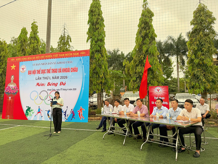KHAI MẠC GIẢI BÓNG ĐÁ TRONG KHUÔN KHỔ ĐẠI HỘI TDTT XÃ KHOÁI CHÂU LẦN THỨ I, NĂM 2026